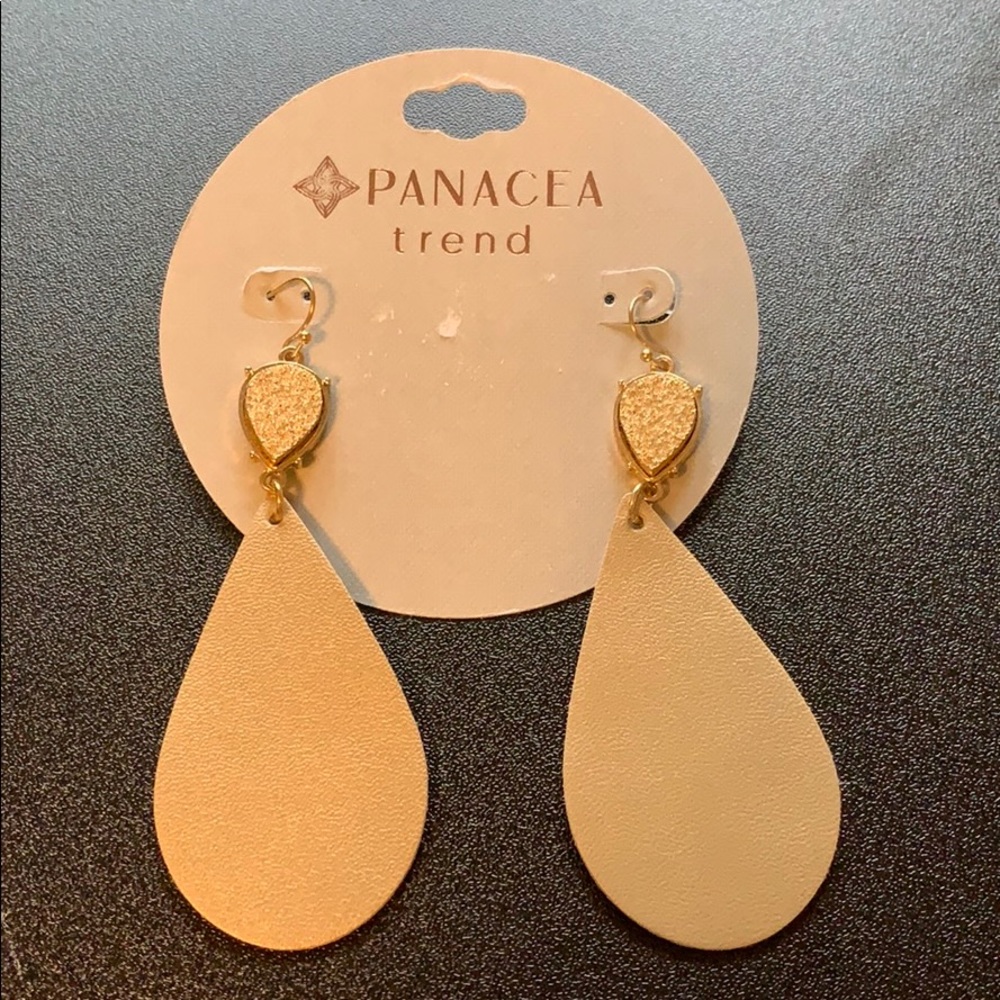 Panacea Druzy Gold Leather Earring